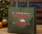 Festive Merry Christmas Embroidery Design with Santa Hat & Snowflakes - FineryEmbroidery